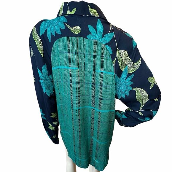 VTG Ali Miles SZ 14 Rayon USA Art-to-wear Button Down Tunic Blouse Geometric - Picture 4 of 16